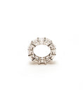 Load image into Gallery viewer, Silver ring with embedded diamond emerald stones on a white background
