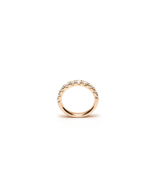 Gold ring with diamond small stones on a white background
