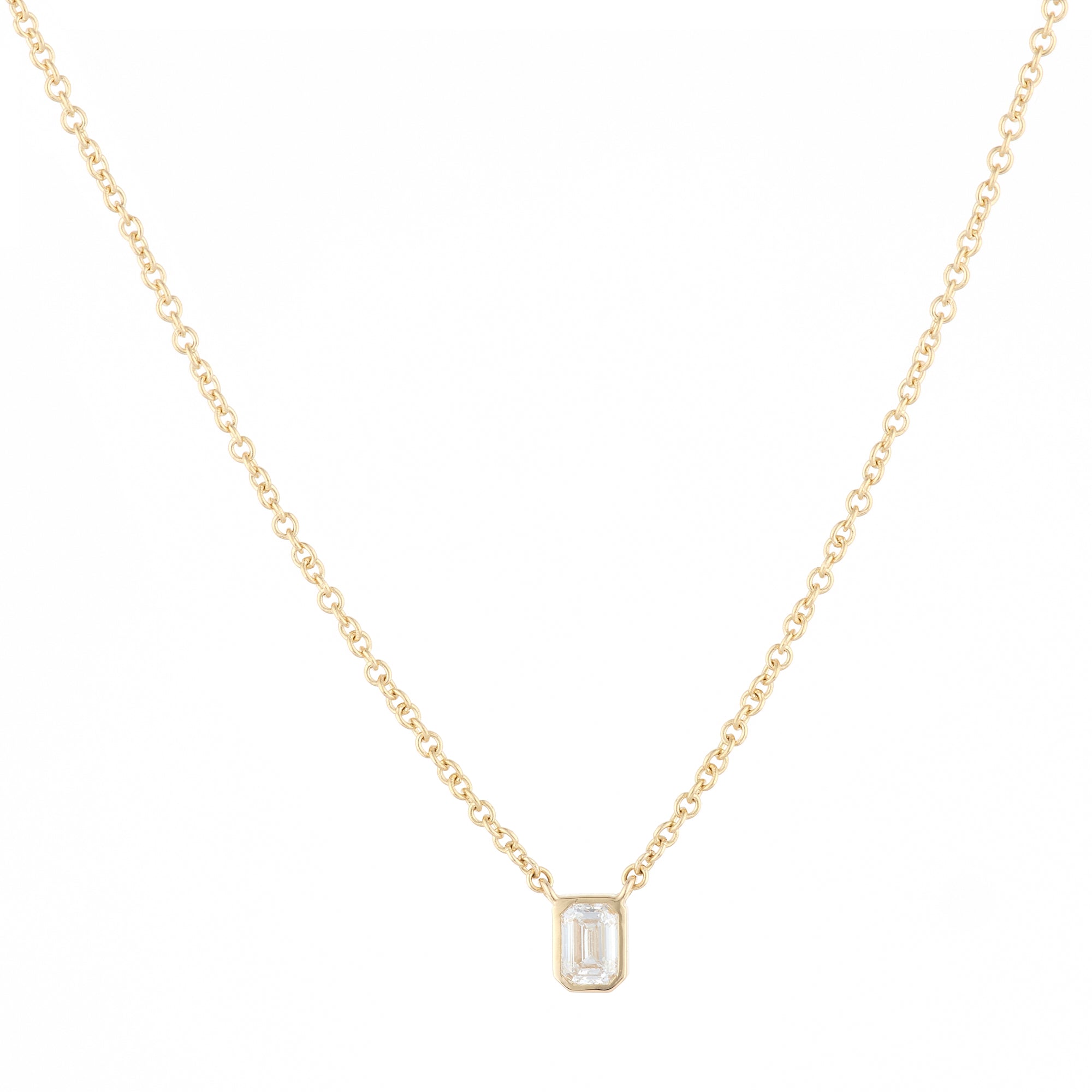 Emerald Bezel Diamond Pendant